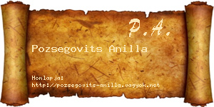 Pozsegovits Anilla névjegykártya